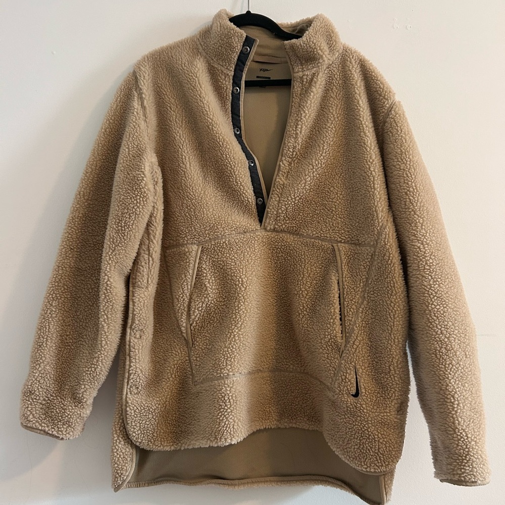 Nike Beige Tan Yoga Pullover Quarter Zip Size M (more like L)